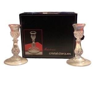 2 Chandeliers Candle Holders Crystal Darques 17 cm